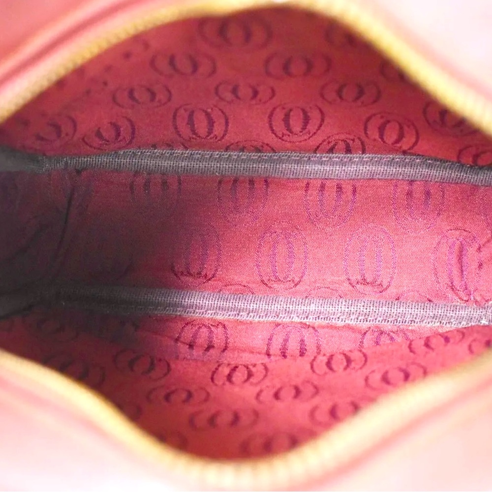 MUST DE CARTIER 2C Logo Shoulder Bag Leather Bordeaux Gold-Plated made in Italy - Picture 12 of 13